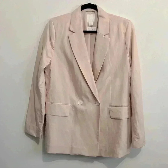 BNWT H&M double-breasted Blazer  in Light Pink size M - Picture 2 of 3